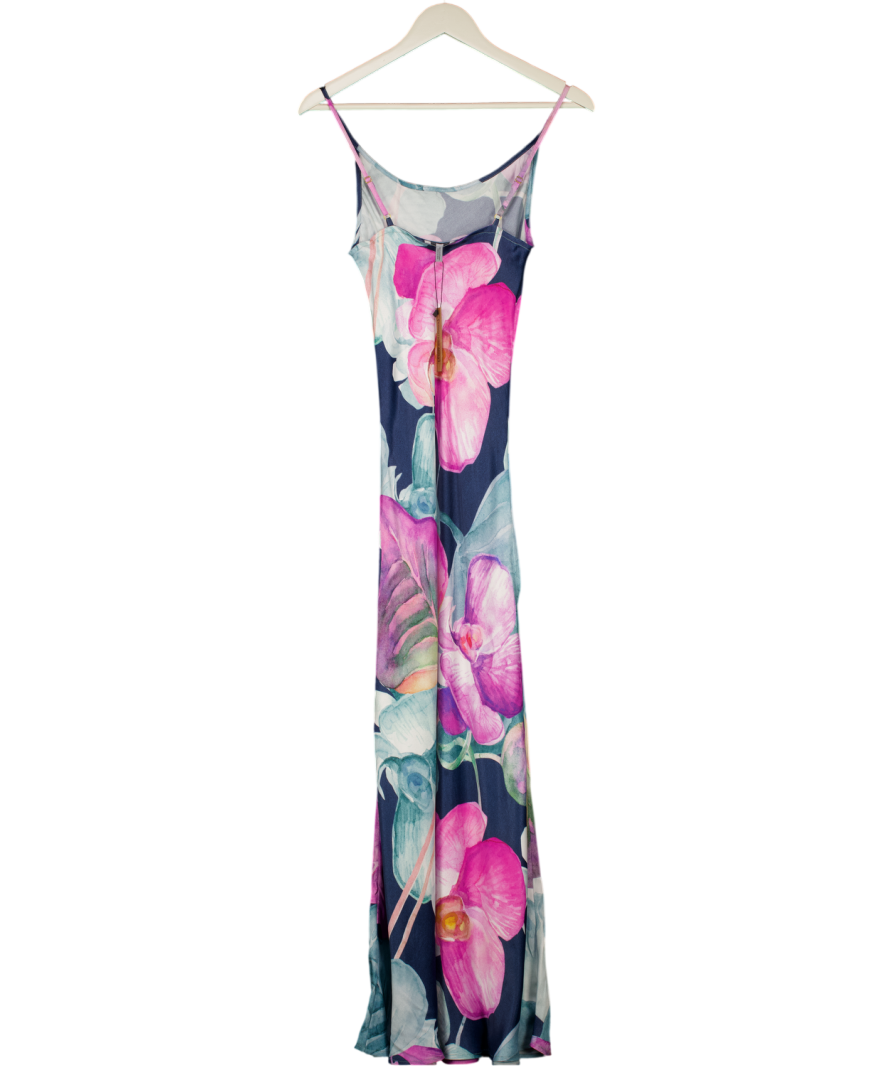 CONDITONS APPLY Blue Orchid Print Strappy Maxi Dress UK XS