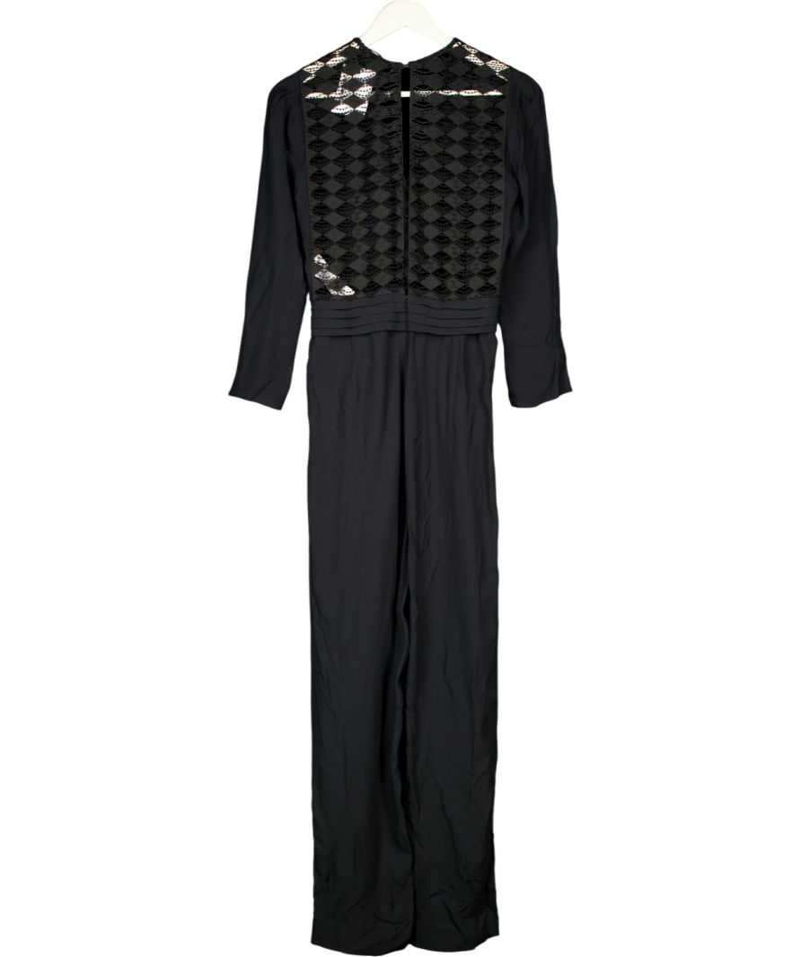 Sandro Black Wrap Lace Jumpsuit UK XS