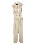 Karen Millen Beige Polished Stretch Wool Blend Double Breasted Jumpsuit Ston UK 8