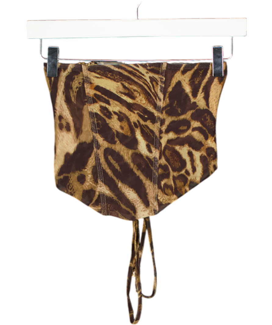 MURCI Brown Leopard Mesh Corset Top UK 8