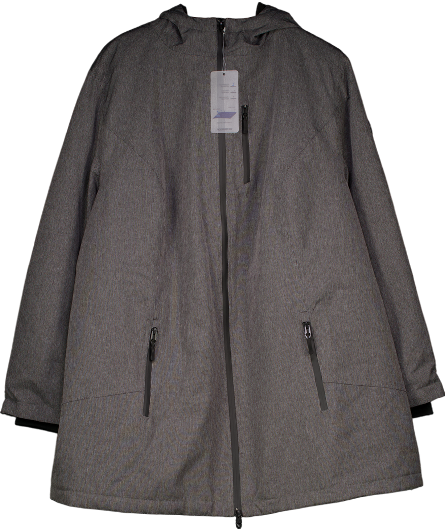 ULLA POPKEN Grey Hooded Water And Wind Proof Breathable Coat UK 24 / 26