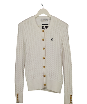 Holland Cooper Cream Cotswold Cable Knit Cardigan Natural UK S