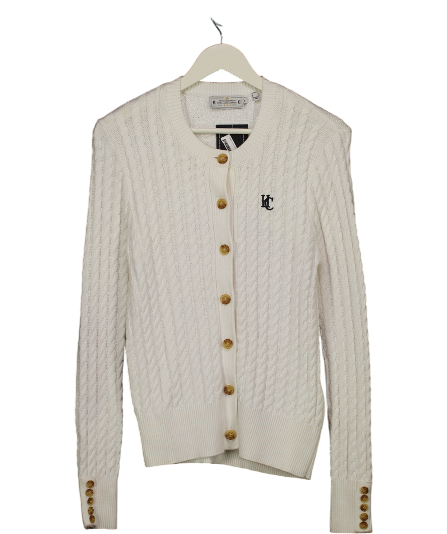 Holland Cooper Cream Cotswold Cable Knit Cardigan Natural UK S