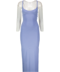 AYM STUDIOS Blue Double Layer Lace Back Maxi Dress UK S