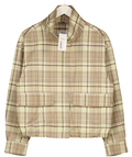 M&S Cream Checked Funnel Neck Barn Jacket UK S