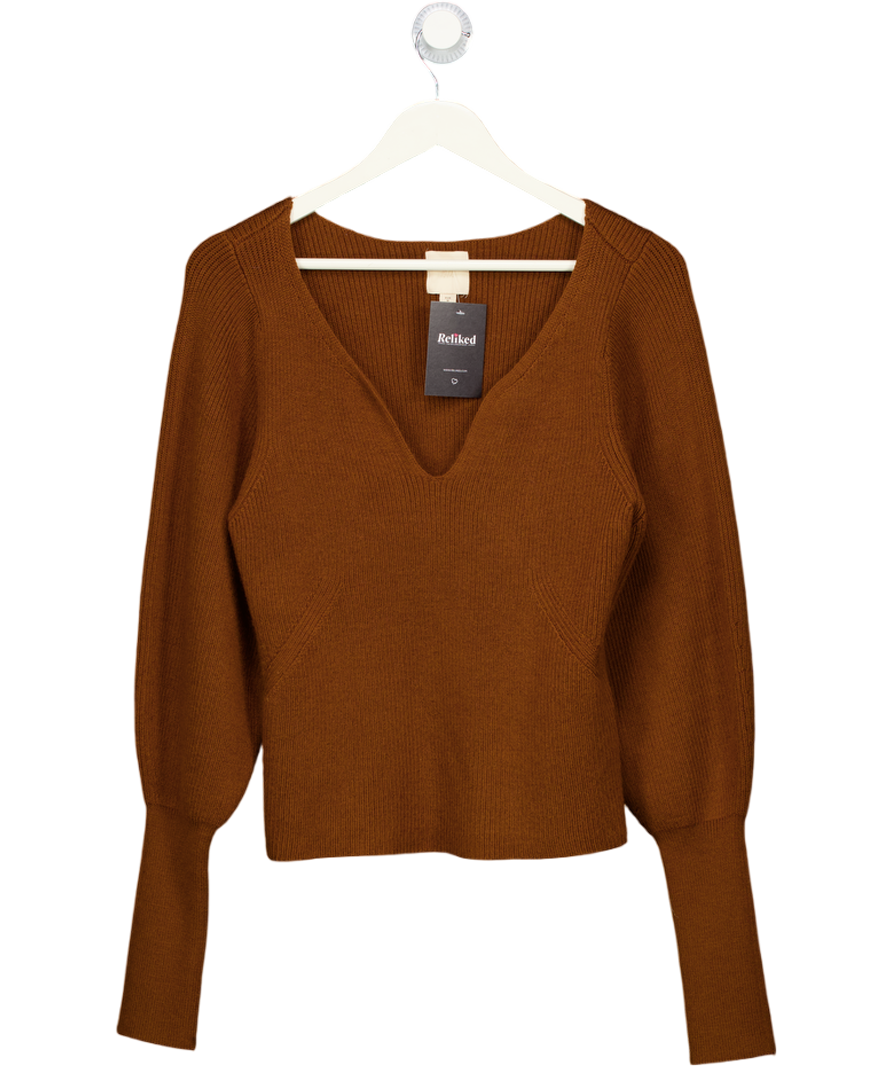 H&M Brown Sweetheart Neckline Knit Jumper UK M