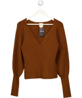 H&M Brown Sweetheart Neckline Knit Jumper UK M