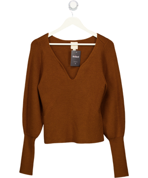 H&M Brown Sweetheart Neckline Knit Jumper UK M