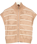 VARLEY Beige Haney Zip-through Knit Top114 UK XS