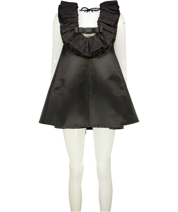 SHU SHU TONG Black Ruffled Bow-detail Sleeveless Dress UK 6