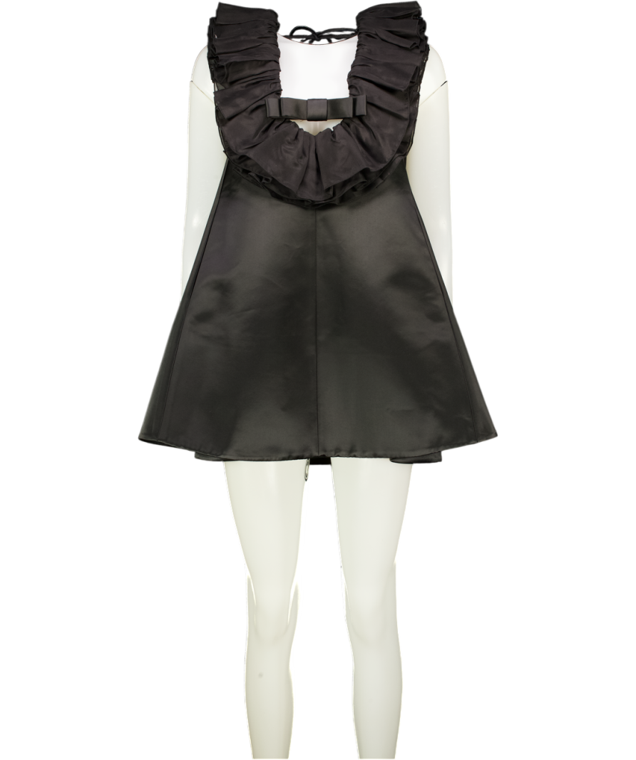 SHU SHU TONG Black Ruffled Bow-detail Sleeveless Dress UK 6