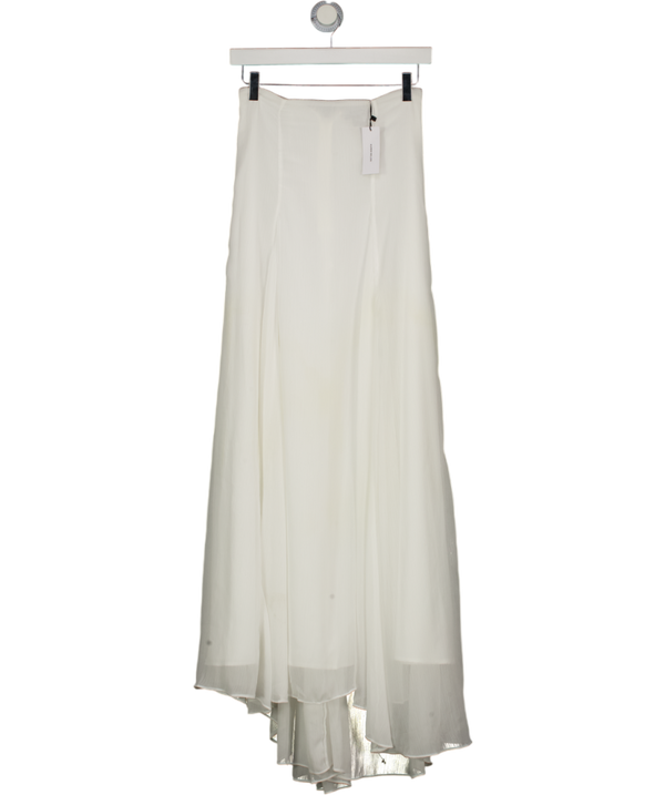 KAREN MILLEN Ivory White Crinkle Georgette Godet Woven Maxi Skirt UK 6