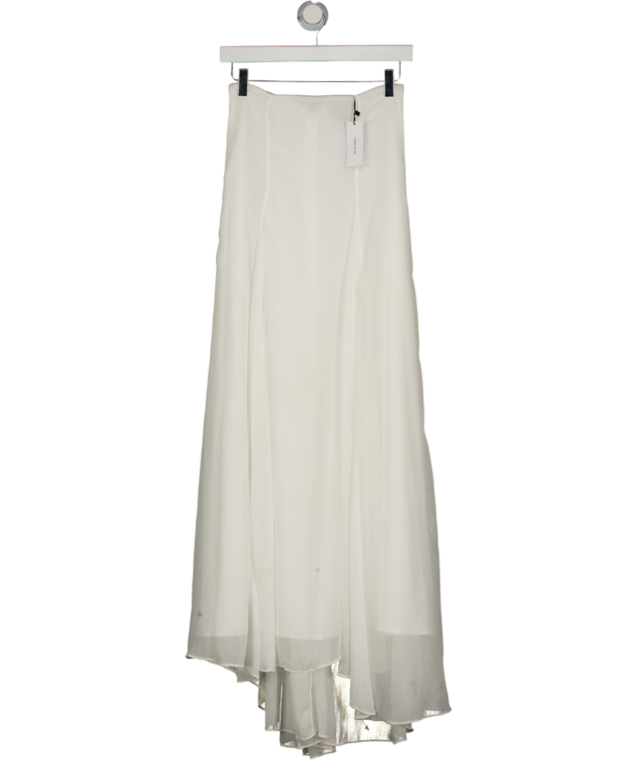 KAREN MILLEN Ivory White Crinkle Georgette Godet Woven Maxi Skirt UK 6