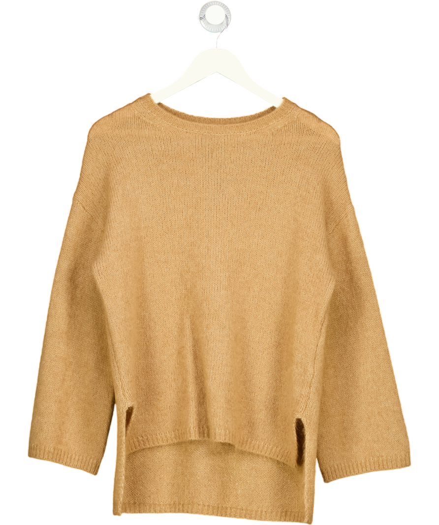 MASSIMO DUTTI Camel Beige Alpaca Blend Crew Neck Jumper UK S