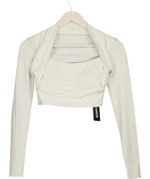 HALARA White Plush Long Sleeve Thumb Hole Top UK XS