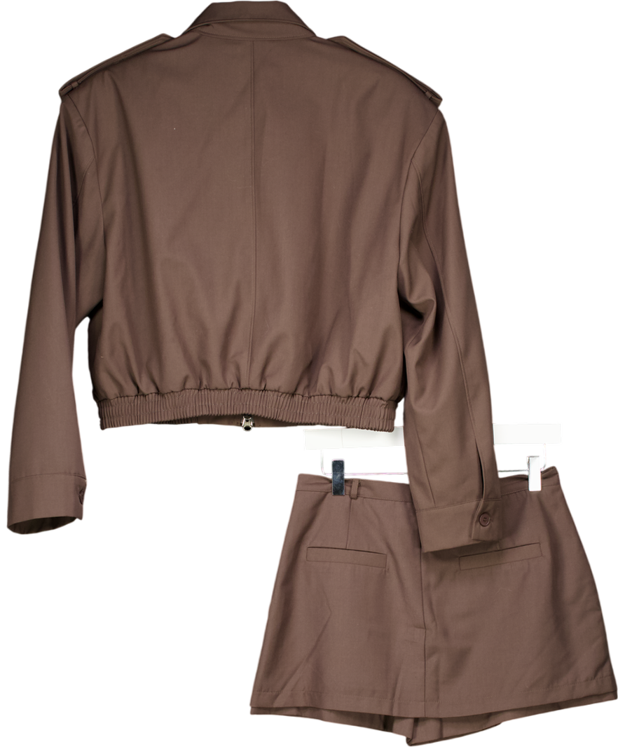 The Frankie Shop Brown Hyde Cropped Bomber UK M