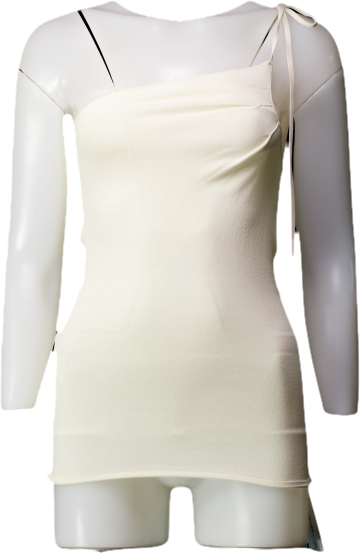 JACQUEMUS Cream Ivory Fine Knit One Shoulder Top Fr38 UK 10