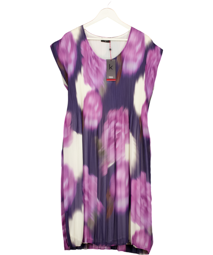 KLASS Purple Print Plisse Midi Dress UK XXL