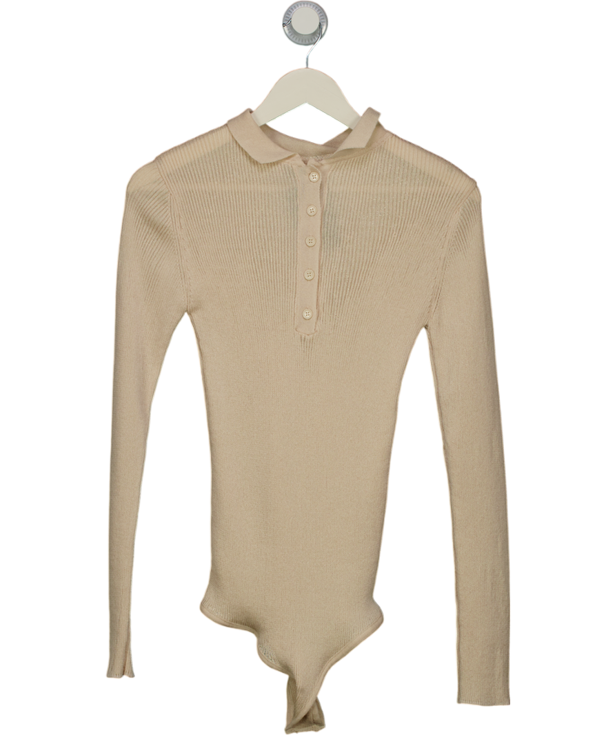 ASOS Cream Ribbed Long Bodysuit UK S