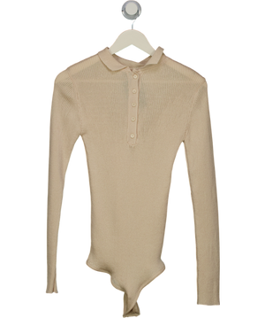 ASOS Cream Ribbed Long Bodysuit UK S