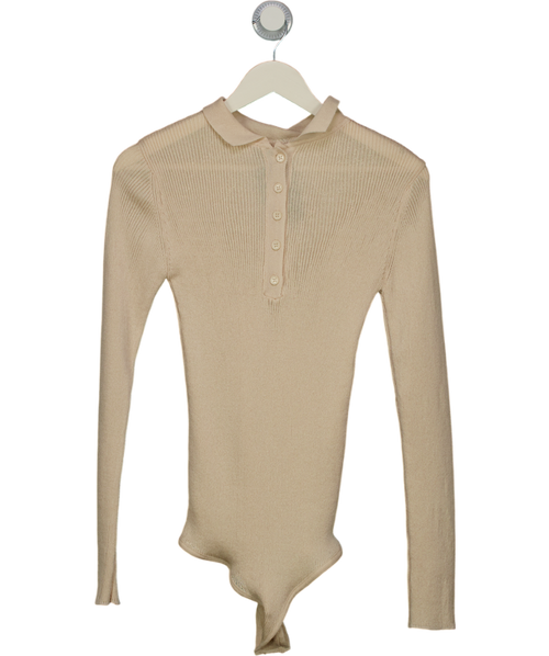 ASOS Cream Ribbed Long Bodysuit UK S