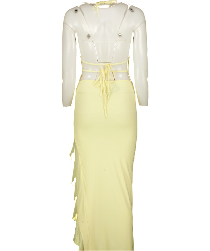 WHITE FOX Yellow Halter Ruffle Maxi Dress UK XXS