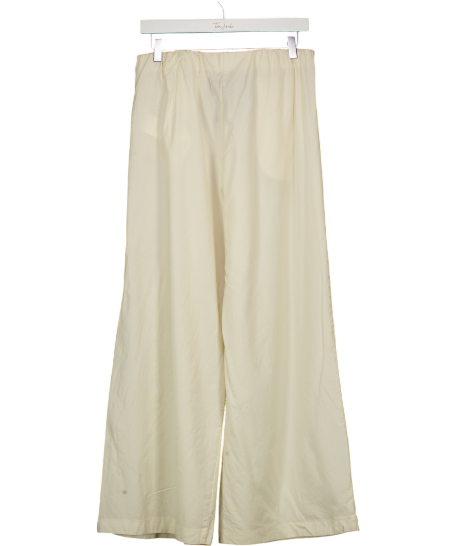 VENROY Cream Relaxed Wool Wide Leg Trouser UK M