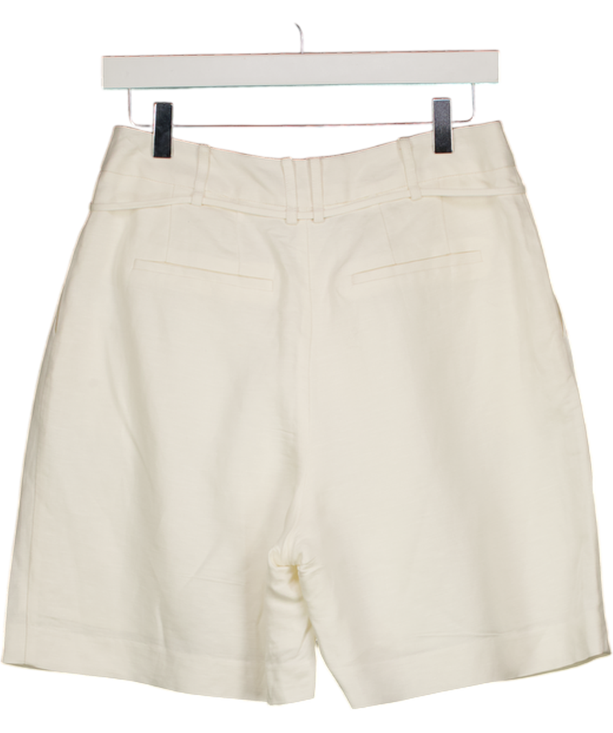 MINT VELVET Ivory White Linen Blend Tailored Shorts UK 10