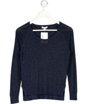 Whistles Navy Blue Sparkle Knit Split Hem Jumper UK XS