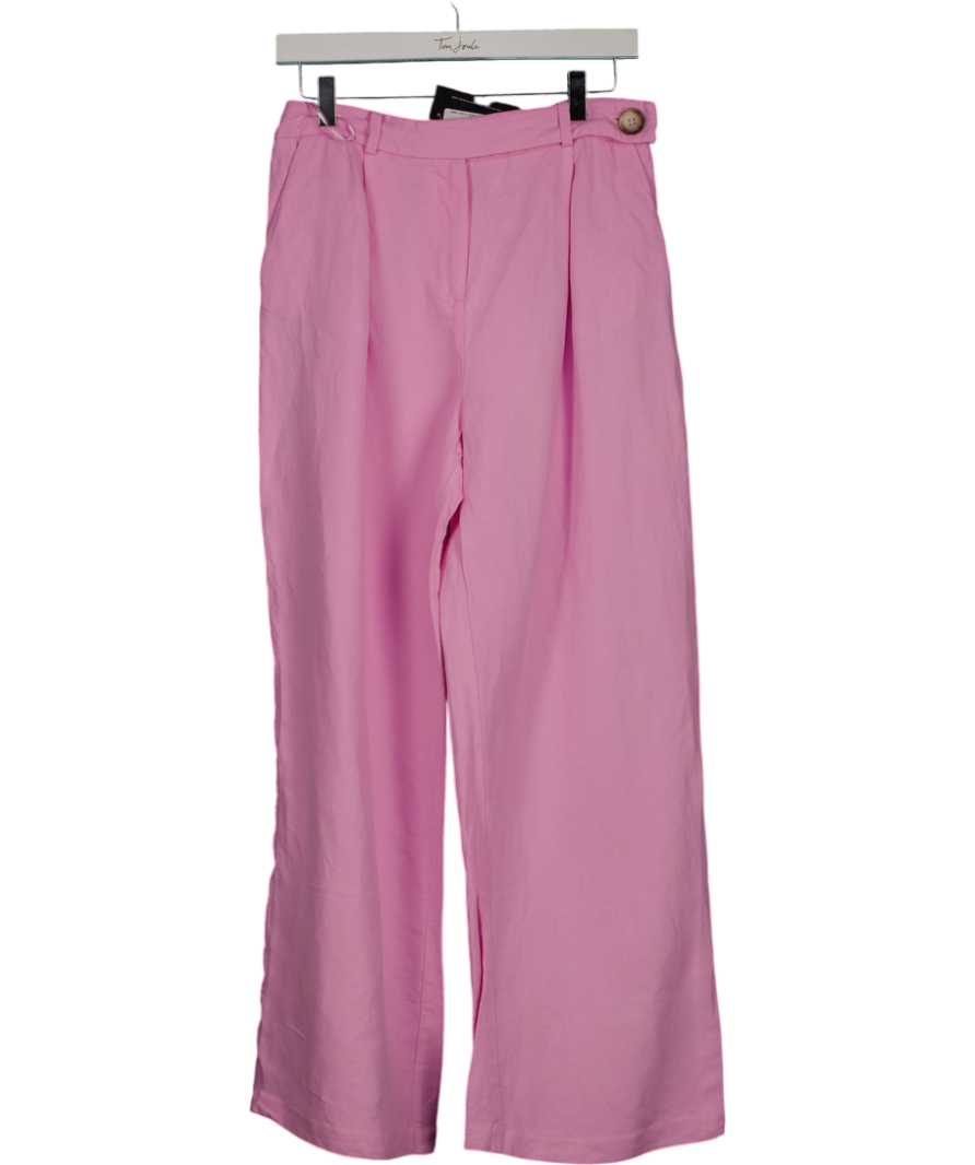 Mint Velvet Pink Linen & Viscose Blend Trousers - Short Length UK 10