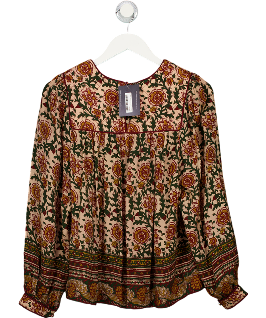 By Iris Beige Floral Boho Top UK S