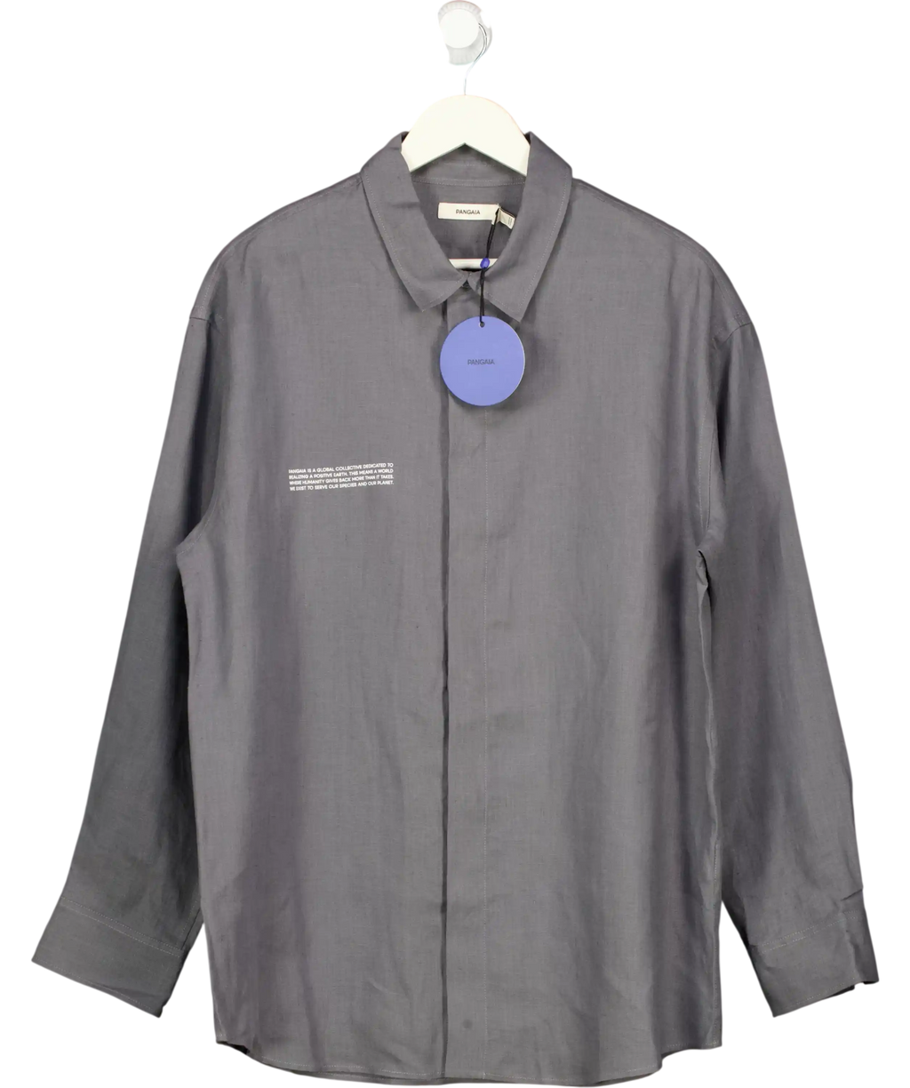 PANGAIA Dna Linen Collared Long Sleeve Shirt Atmosphere Grey UK M