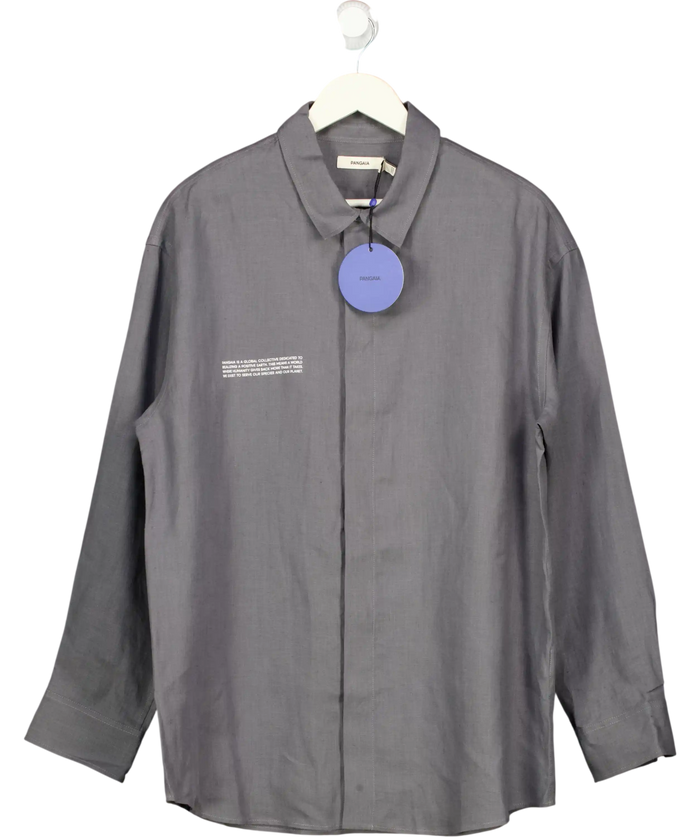 PANGAIA Dna Linen Collared Long Sleeve Shirt Atmosphere Grey UK M