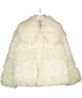 ASOS Design Faux Fur Patched Coat In Cream UK S