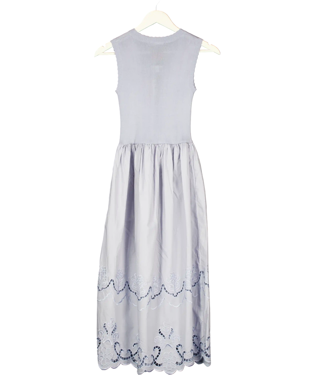 FABRIQUE X Kentaro Tamai  Dusty Blue Sleeveless Pleated Dress UK XS