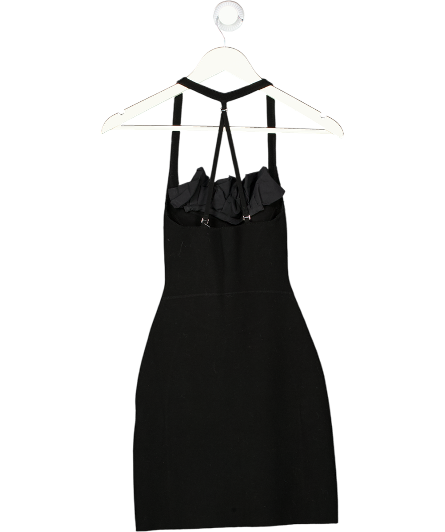 JACQUEMUS Black Croissant Ruffled Taffeta And Stretch-knit Mini Dress UK 6