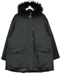 WEEKDAY Black Padded Bomber Parka With Faux Fur Trim UK L