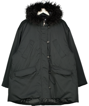 WEEKDAY Black Padded Bomber Parka With Faux Fur Trim UK L