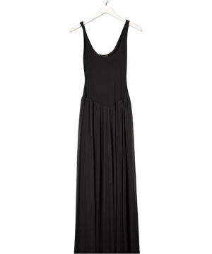 Club L Black Scoop-neck Maxi Dress With Pleated Mesh Skirt UK 6