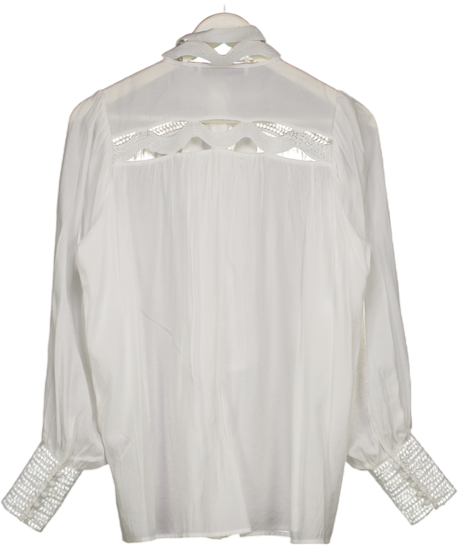 Holland Cooper White Ivory Featherton Lace Shirt UK 8