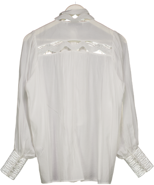 Holland Cooper White Ivory Featherton Lace Shirt UK 8