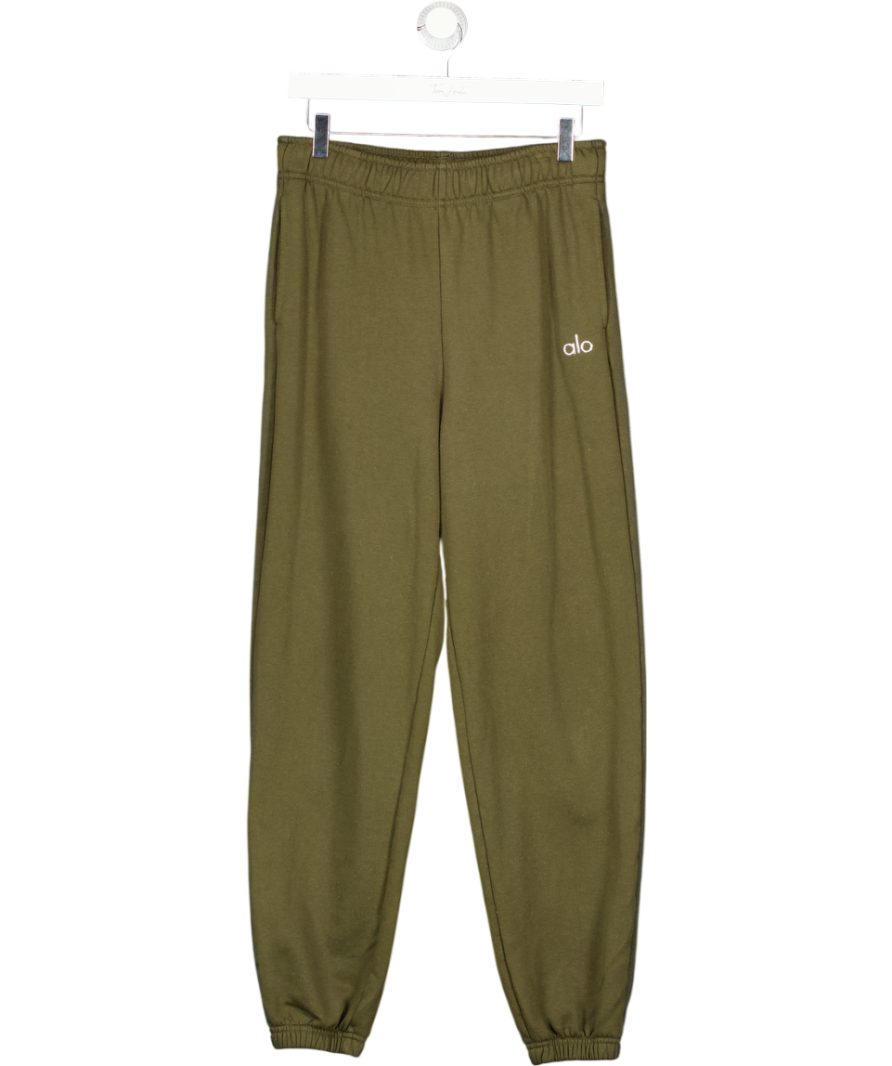 ALO Khaki Green Logo Joggers UK S