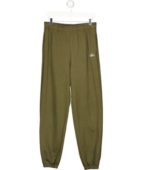 ALO Khaki Green Logo Joggers UK S