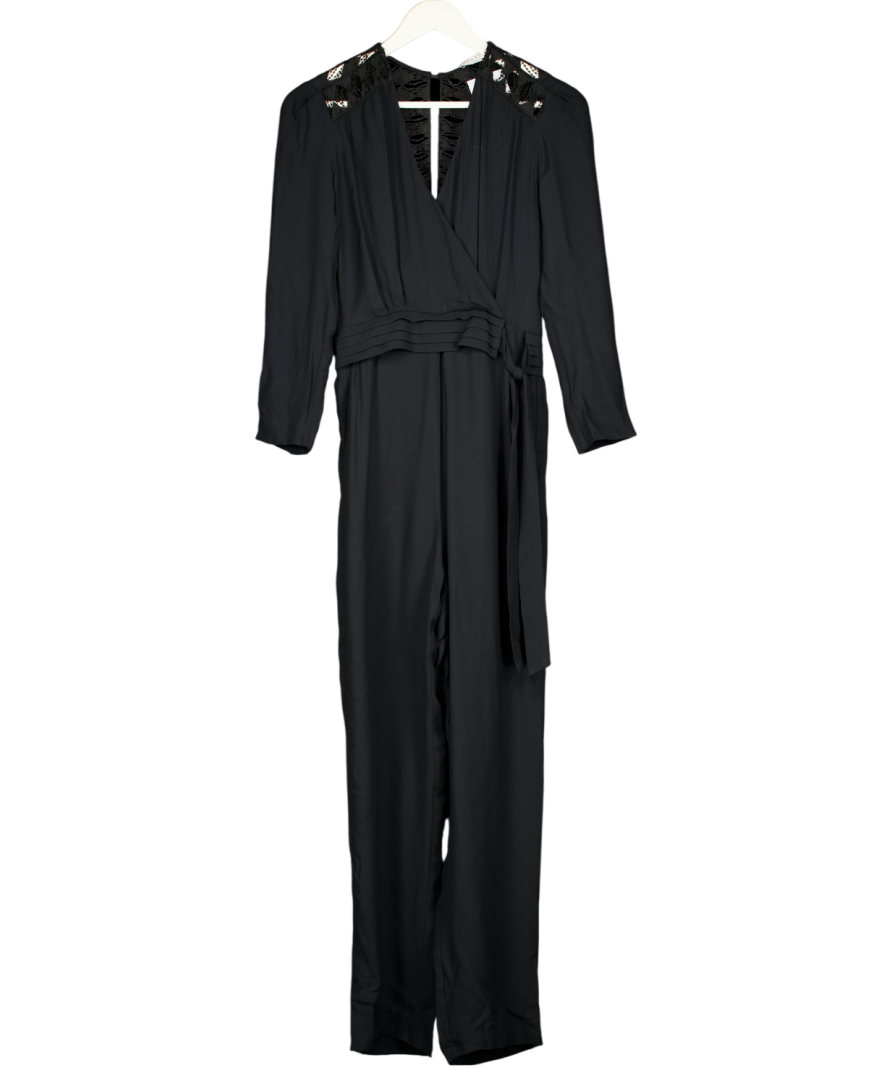 Sandro Black Wrap Lace Jumpsuit UK XS