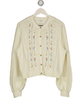 NEWBIE Cream 100% Cotton Floral Embroidered Cardigan UK M