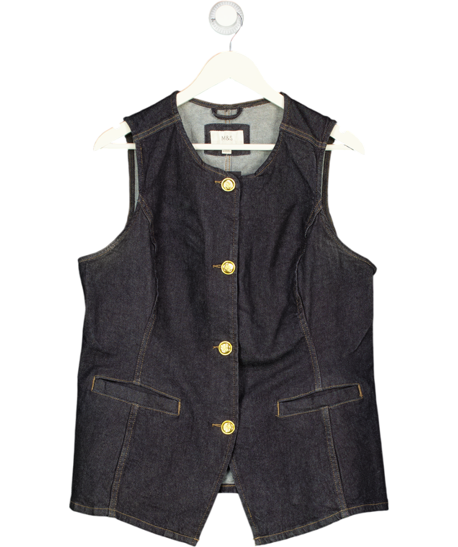 M&S Blue Button Through Waistcoat UK 16