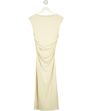 H&M Cream Xream Ruched Side Textured Jersey Midi Dress UK S