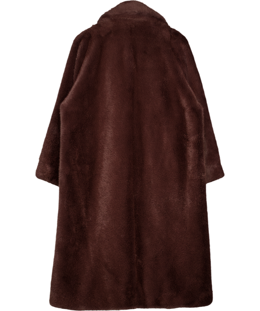 ESSENTIEL ANTWERP Dark Brown Oversize Faux Fur Coat UK XS