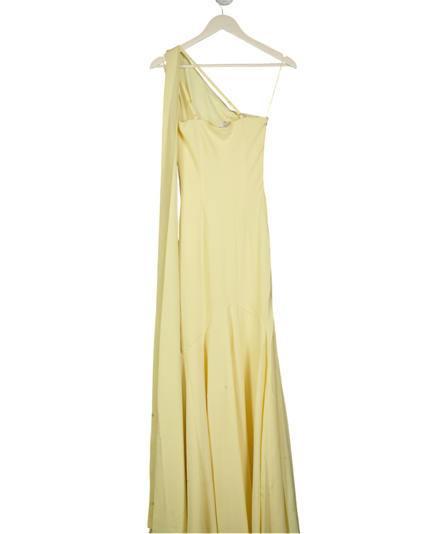 PRETTY LAVISH Yellow Porto One Shoulder Godet Maxi Dress UK 6