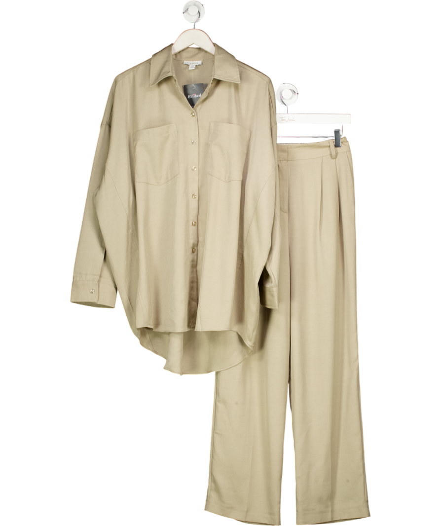 Topshop Beige Shirt And Trouser Set UK 10